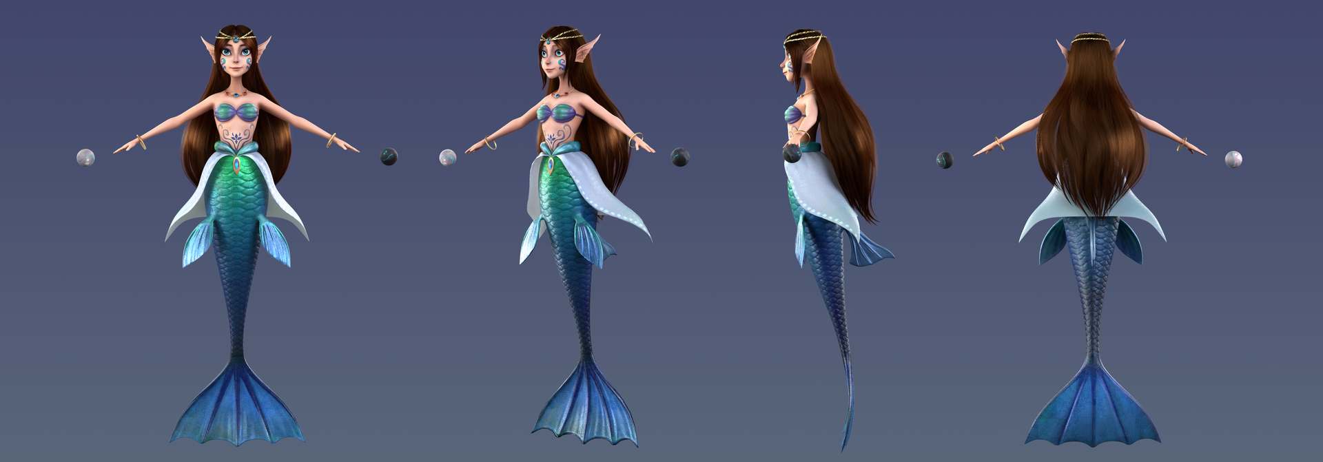 女角色-鲛人鱼_盒子里的猫作品_角色/人物/生物_cg模型网