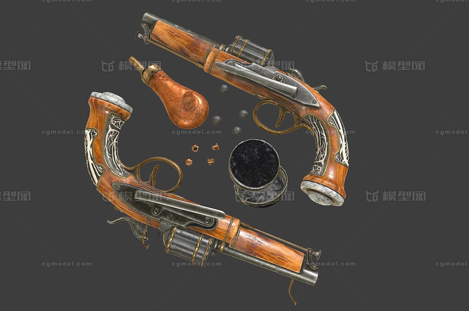 415 pbr次世代 火枪 蒸汽朋克 西洋火枪 滑膛枪 燧发枪 手炮 老式火枪