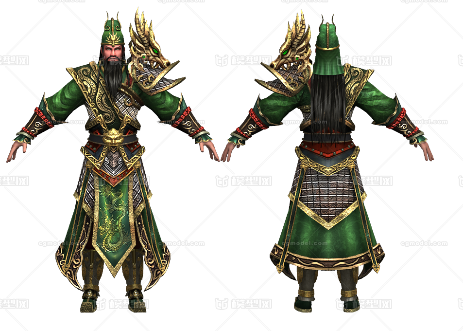 武将,传奇时装,传奇衣服 ,关羽,三渲二关羽,关二爷,三国战将,01