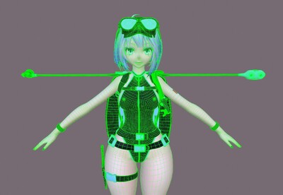 ** 二次元 潜泳女孩 潜水服 卡通 少女 动漫少女 diving