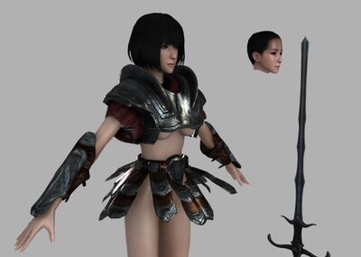 女角斗士,美少女,盔甲,铠甲,战士,女战士,罗马战士,双手大剑,冷兵器