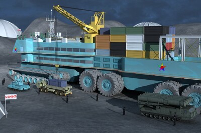 科幻战车-外空战车-外星球采矿基地车