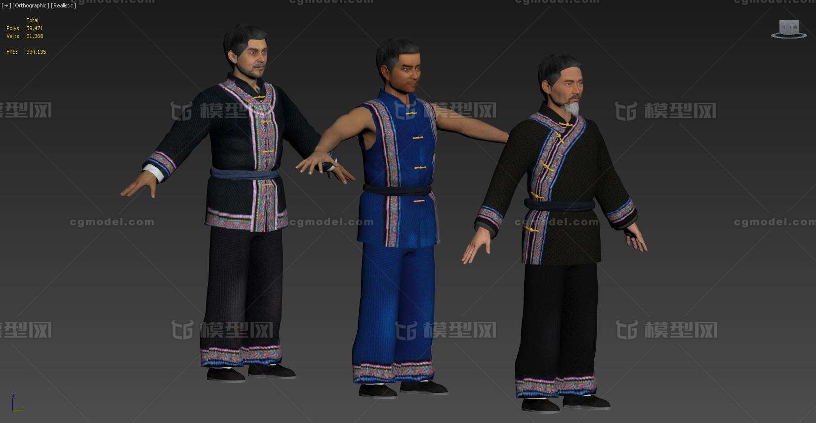 少数名族 畲族 苗族 白族 角色 男  一共3个不同的男人  亚洲 成年