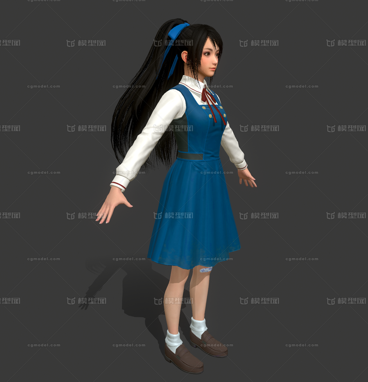 次世代pbr 学生妹萝莉校服连衣裙大小姐美少女女学生中学生 高中生 Cg模型网 Cgmodel 三维设计师交流互动平台 专注多品类3d模型下载 原创作品分享 软件学习