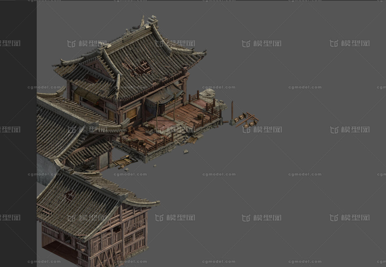 古代的房子 古代建筑模型-场景部件模型库-3ds Max(.max)模型下载-cg模型网