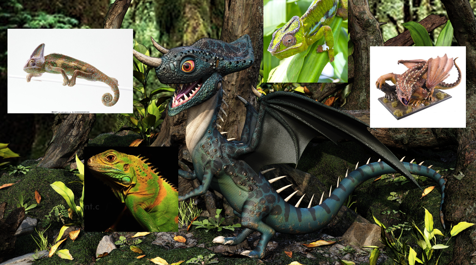 丛林小猎手森林中的小飞龙