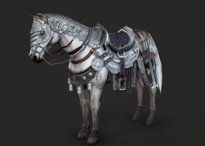 pbr 中国古代具装骑兵战马 铁甲骏马 披甲马 铁骑 军马 扎甲 重甲