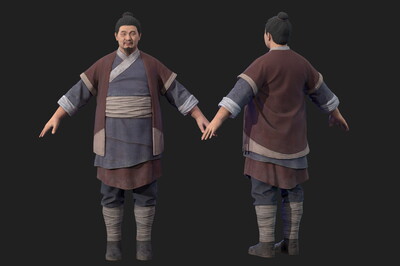 pbr 次世代 古装 中年人 胖 市民 村民 屠夫 百姓