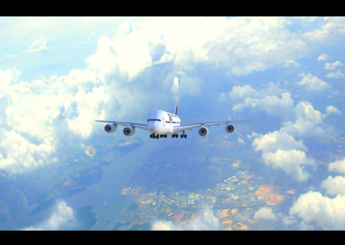 yjgdyy模型235418机场,机场清晨,飞机降落,返航,着陆,a380咪咕吧模型