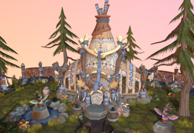 手绘 卡通 q版 兽人 萨满 部落 圣地_政作品_建筑私人住宅_cg模型网