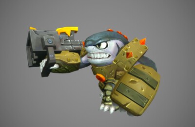 完整动画 卡通火炮鲨鱼怪  q 版鲨鱼精  鲨鱼战士