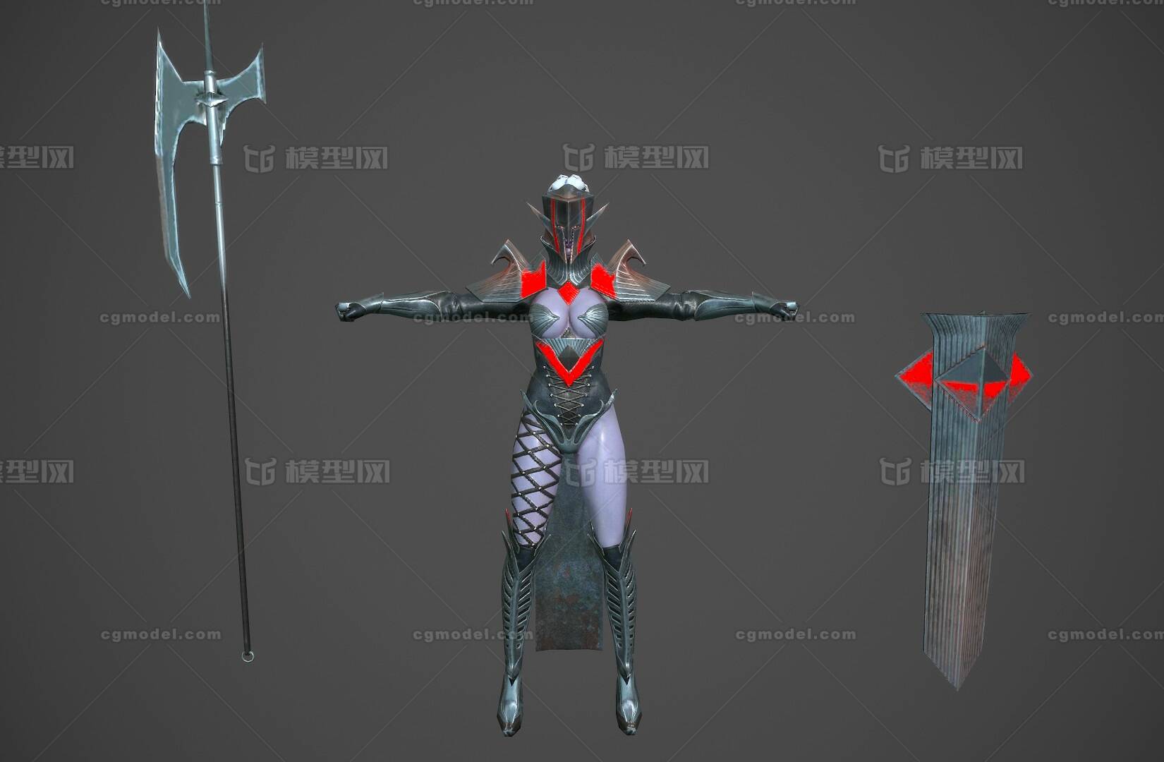 pbr 写实暗夜女精灵 精灵女战士 dark elf 次世代  盔甲女战士