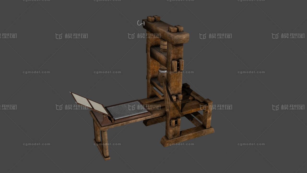 打印机 古代印刷机模型-场景部件模型库-3ds Max(.max)模型下载-cg模型网