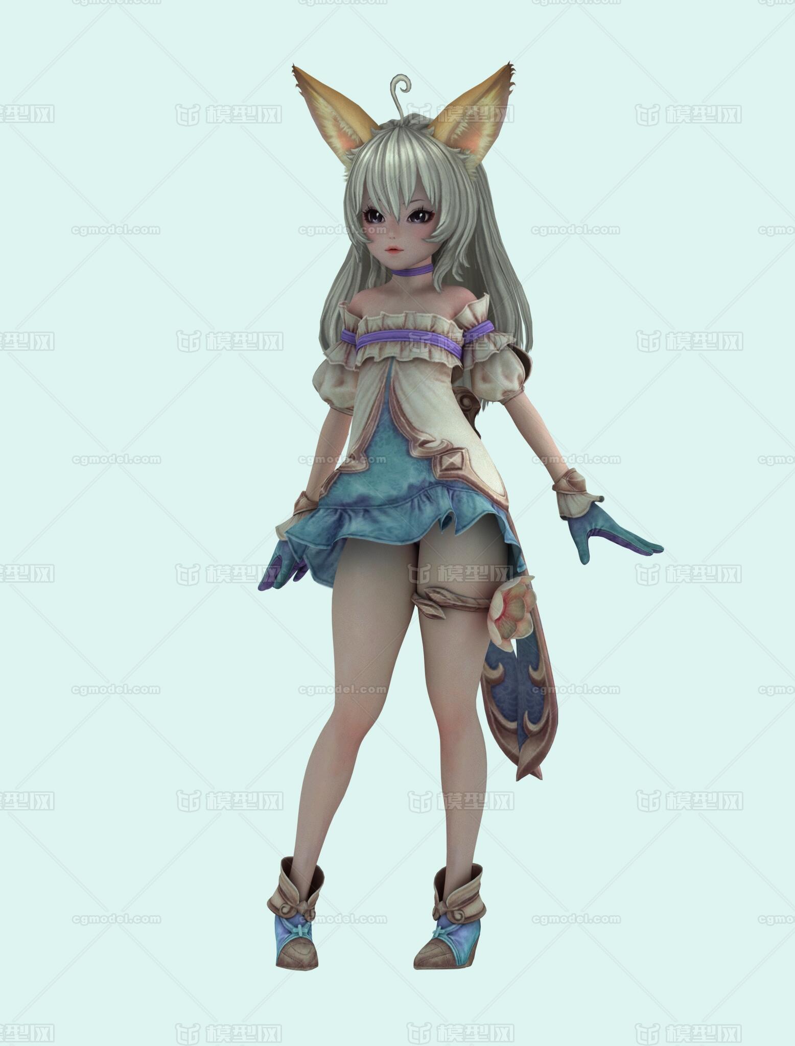 可爱二次元萌妹-艾琳_xdgtzs作品_人物孩子-女_cg模型网