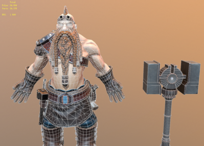 次时代 pbr 矮人 铁匠 战士 大胡子 铁锤 锤子