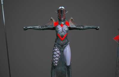 pbr 写实暗夜女精灵 精灵女战士 dark elf 次世代  盔甲女战士