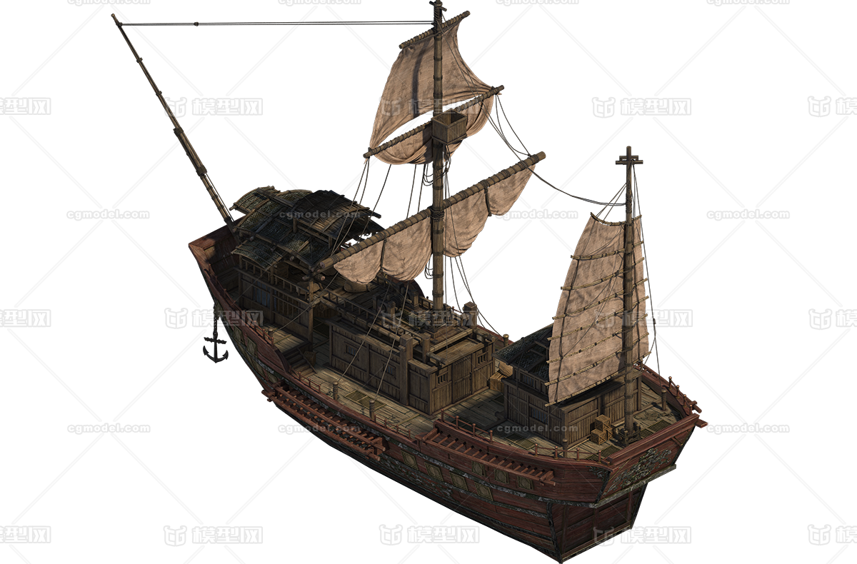货船 大船模型-古代船/仿古船模型库-3ds Max(.max)模型下载-cg模型网