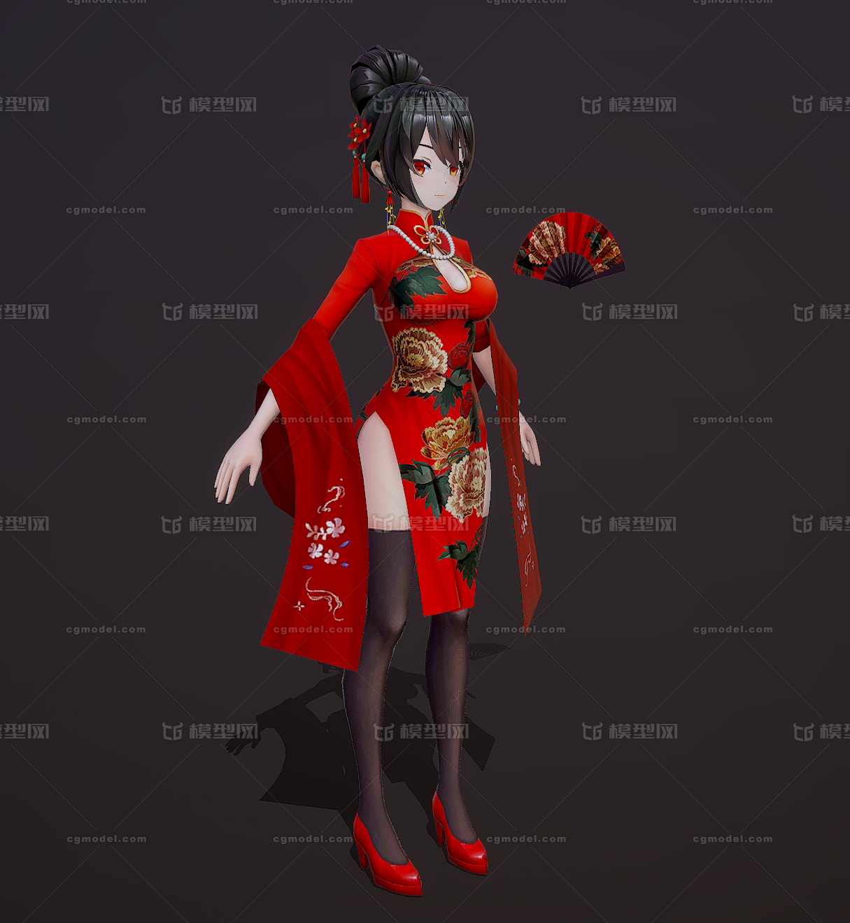 二次元民国旗袍女人裙装歌姬花魁 旗袍唐装女艺妓女孩御姐女王汉服 Cg模型网 Cgmodel 三维设计师交流互动平台 专注多品类3d模型下载 原创作品分享 软件学习