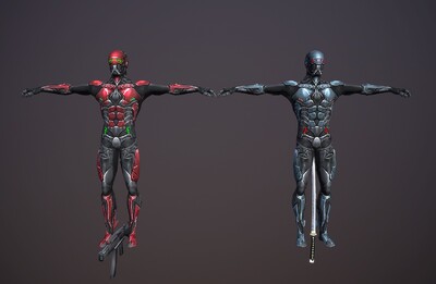 科幻机械忍者 nnija 手绘机器_shengmumaliya作品_人物机器人/机甲_cg