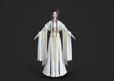 PBR 汉服美女模型-女人模型库-3ds Max(.max)模型下载-cg模型网