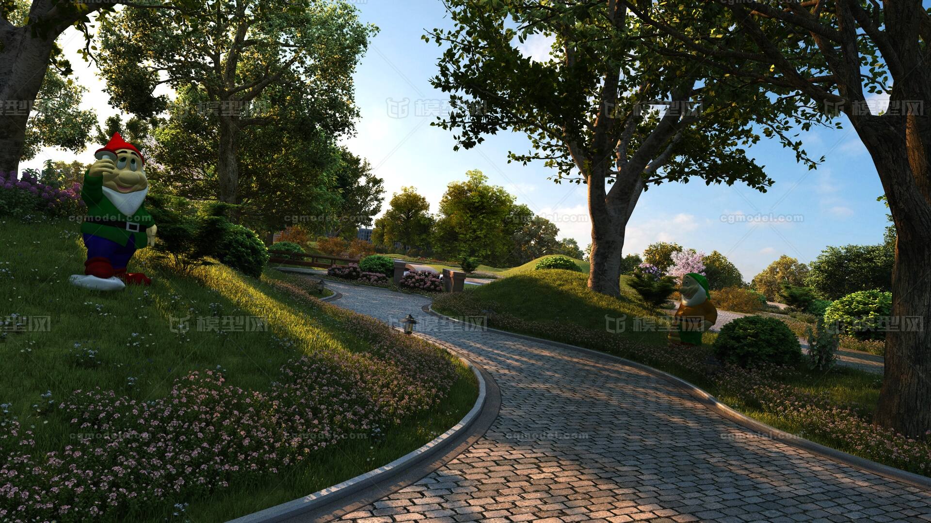 写实公园景观细化 完整场景模型-自然场景模型库-3ds Max(.max)模型下载-cg模型网