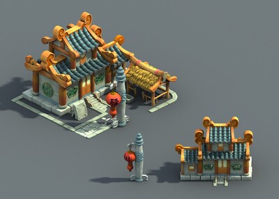 驿站,驿馆,卡通驿站,q版驿馆,3渲2场景,游戏驿站,古代城镇建筑,建筑