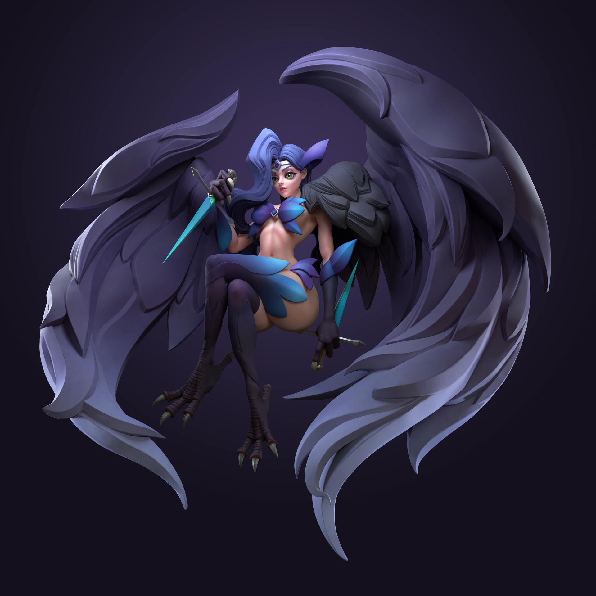 鹰身女妖_能猫_z作品_角色/人物/生物_cg模型网