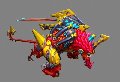 手绘机甲年兽  机械怪兽 monster  红魔机械兽