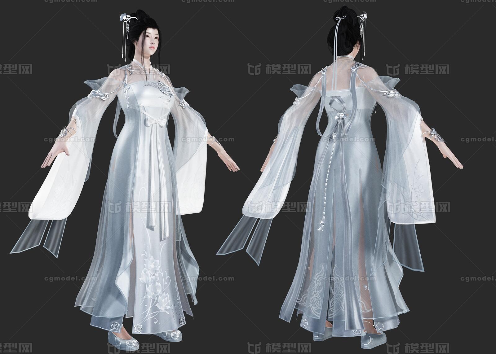 PBR 汉服美女模型-女人模型库-3ds Max(.max)模型下载-cg模型网