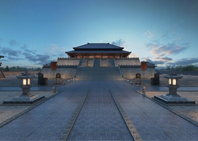 古代宮殿動畫場景 古城 漢代 古代士兵 _mr1作品_場景古代場景_cg模型