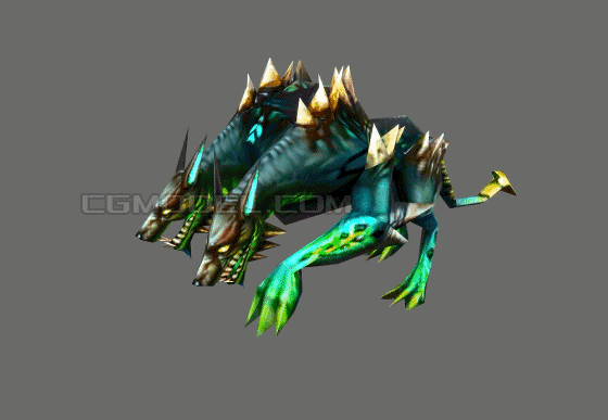 带动画 手绘 低模 双头狼怪 毒狼 monster 妖怪