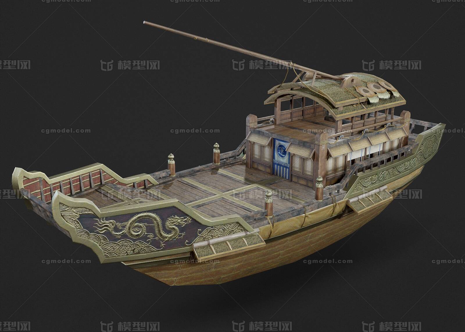 PBR 中国古代漕运船只模型-古代船/仿古船模型库-3ds Max(.max)模型下载-cg模型网