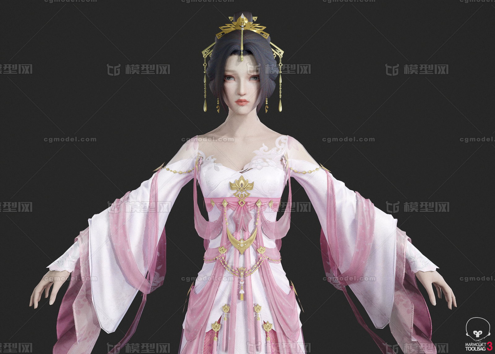 PBR 汉服古装少女 萝莉 小姐姐 美女_冰是沉默的水作品_人物女人_cg模型网