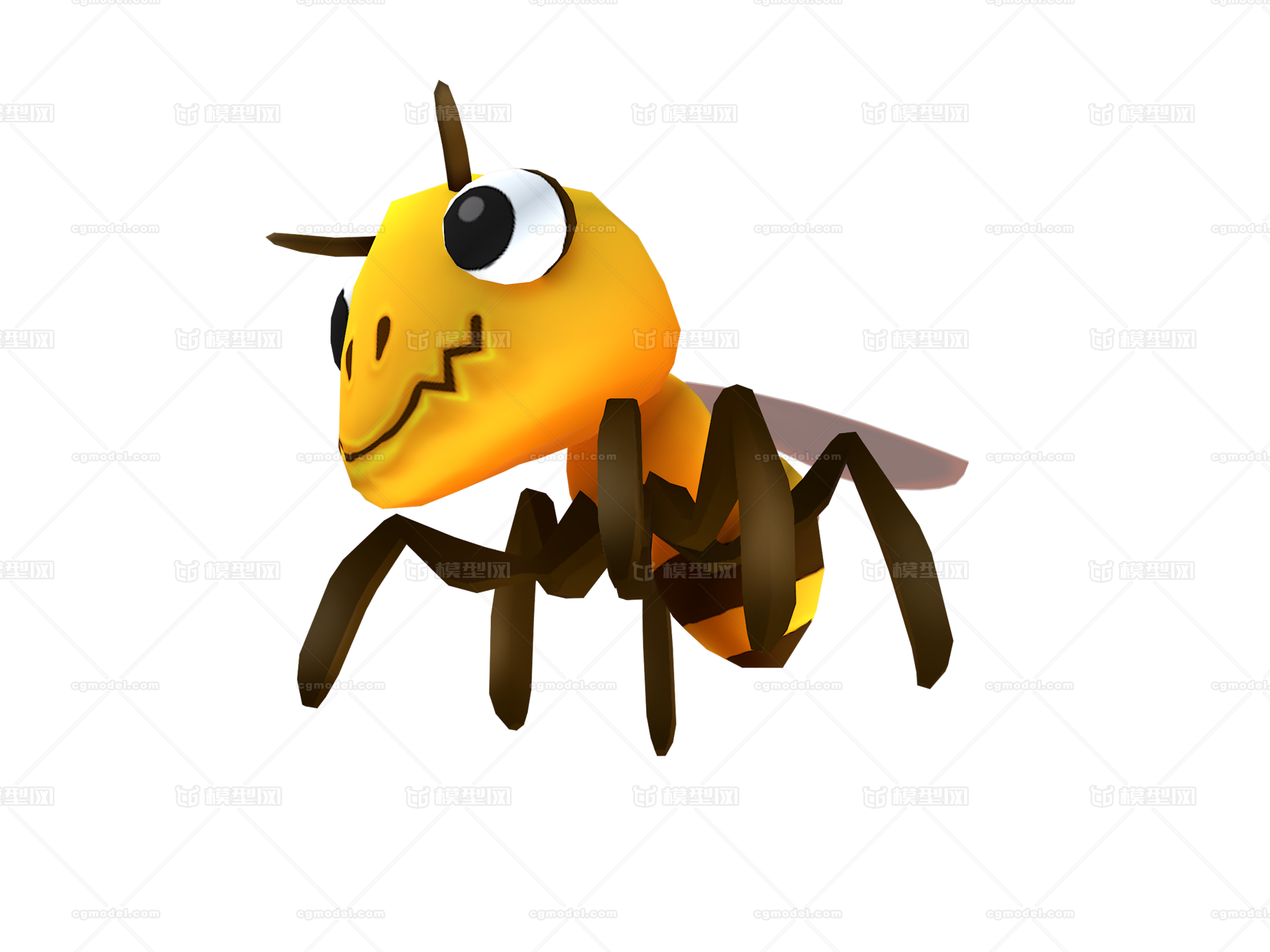手绘卡通可爱q版角色动物蜜蜂头部身体部件模型 昆虫模型库 3ds Max Max 模型下载 Cg模型网