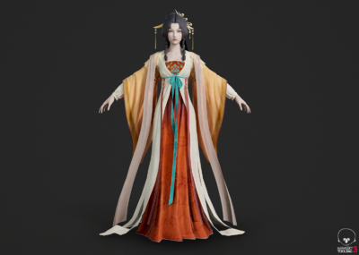 PBR 汉服美女模型-女人模型库-3ds Max(.max)模型下载-cg模型网
