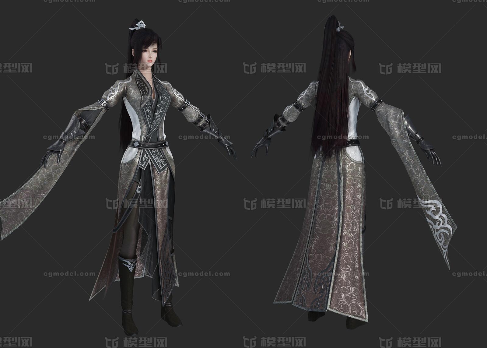 PBR 汉服美女模型-女人模型库-3ds Max(.max)模型下载-cg模型网