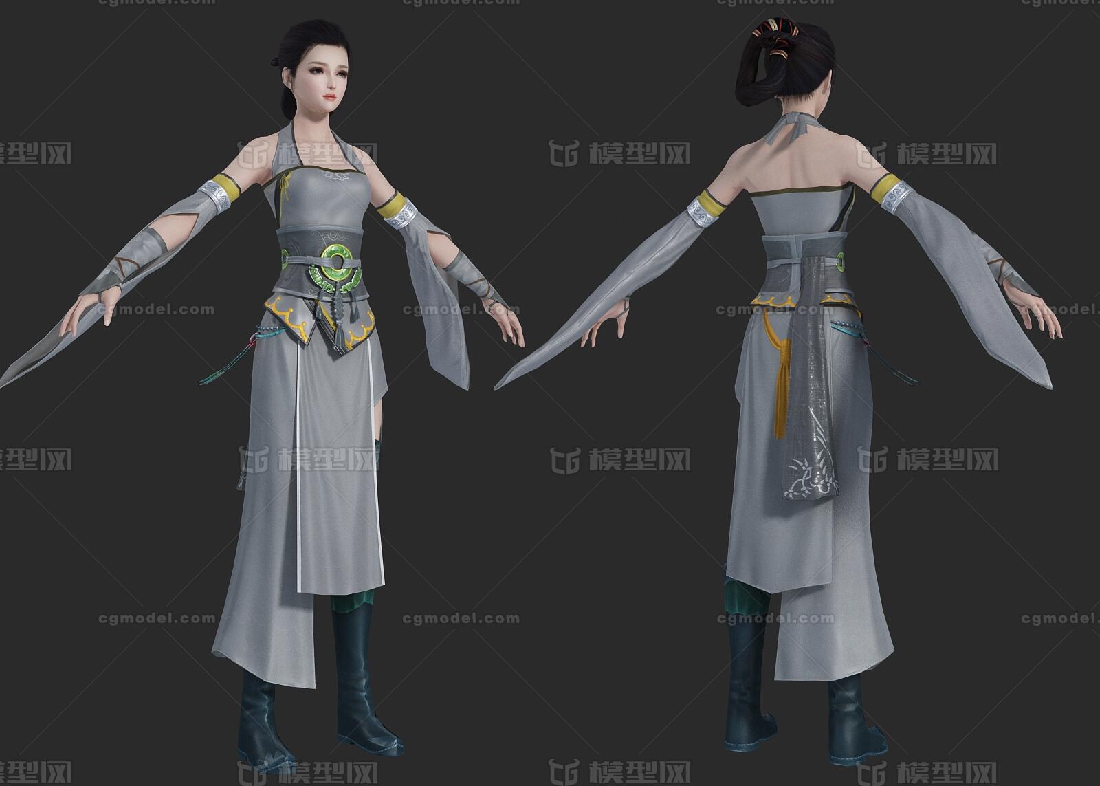 PBR 汉服美女模型-女人模型库-3ds Max(.max)模型下载-cg模型网