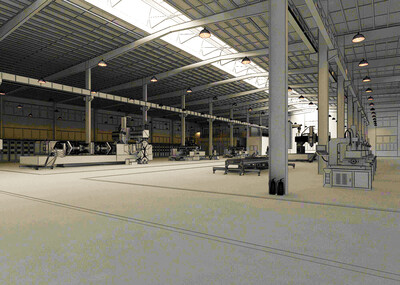 厂房 车间 工厂 生产车间 车间流水线 货物堆放 工具车 厂房置物架