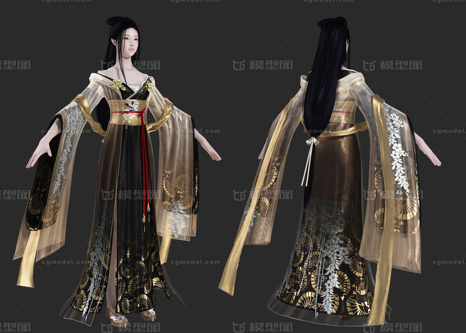PBR 汉服美女模型-女人模型库-3ds Max(.max)模型下载-cg模型网