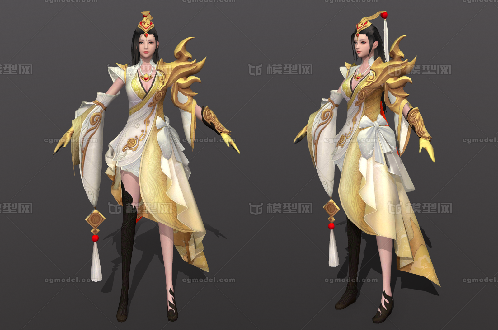 次世代古风美女 古代白衣女子模型-女人模型库-3ds Max(.max)模型下载-cg模型网