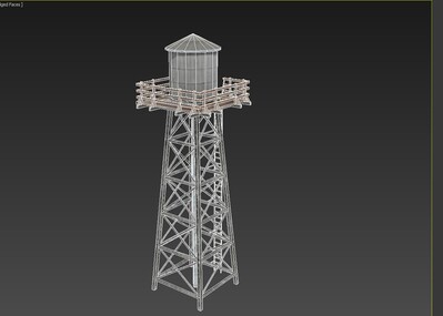 手繪 水塔 水池 蓄水池 哨塔 哨樓 _zbiyin作品_場景場景部件_cg模型