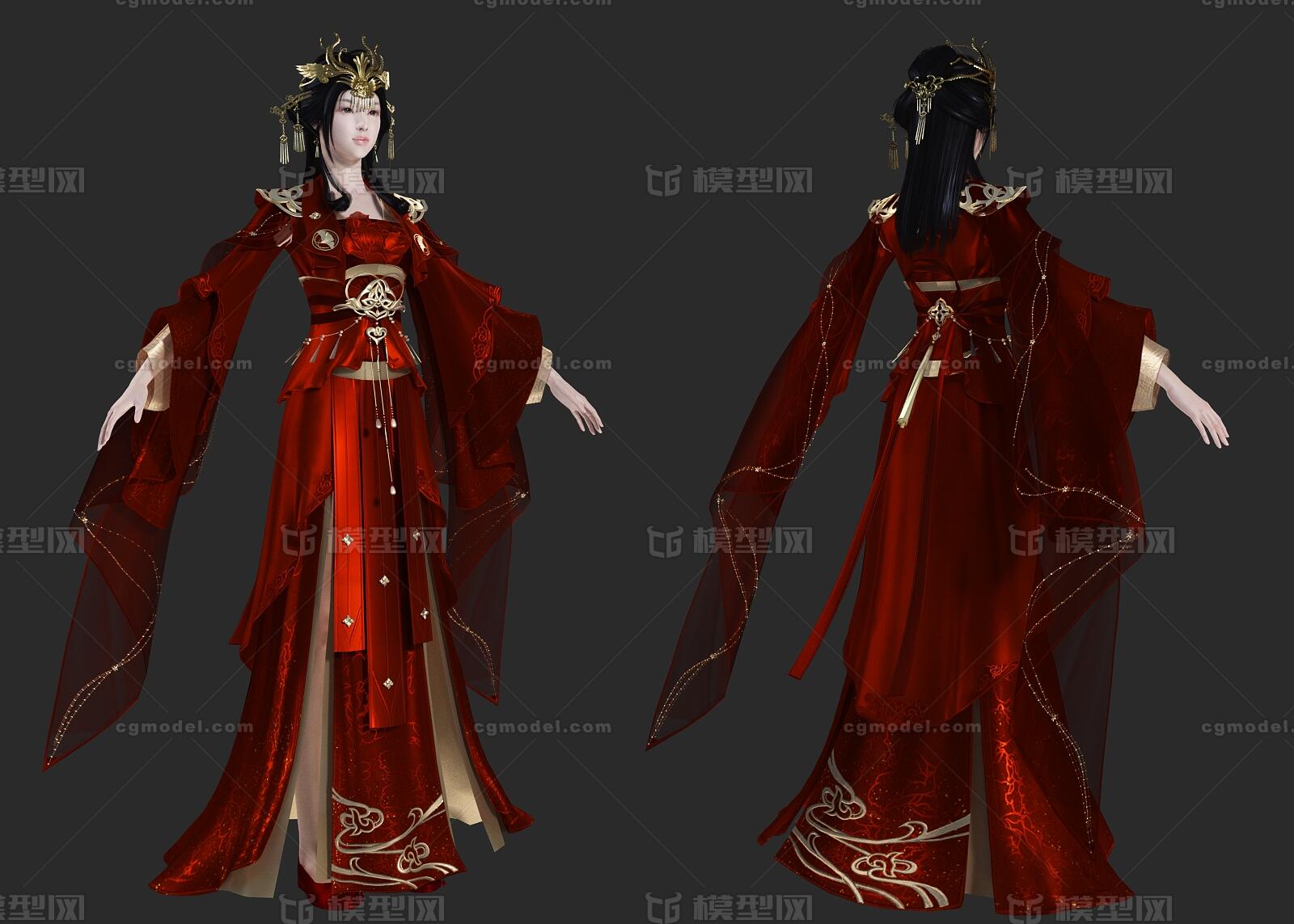 PBR 汉服美女模型-女人模型库-3ds Max(.max)模型下载-cg模型网