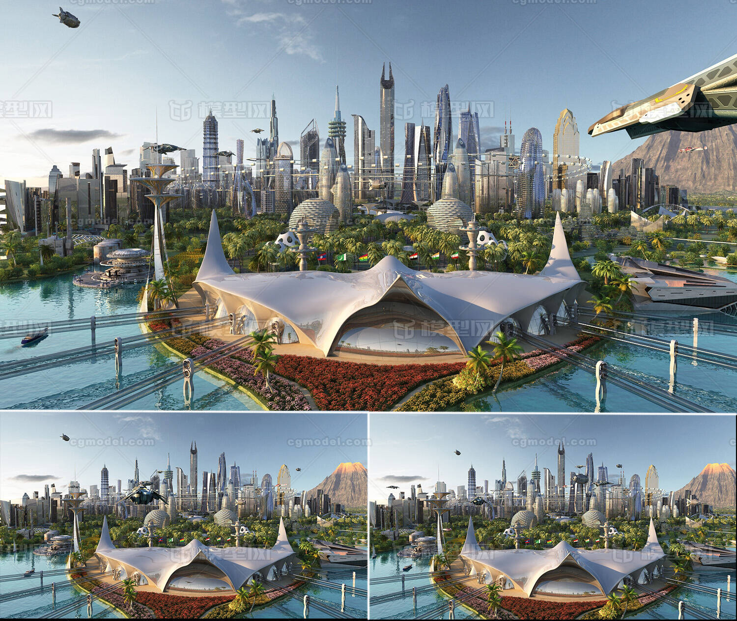 未来科幻城市场景 3D模型模型-自然场景模型库-3ds Max(.max)模型下载-cg模型网