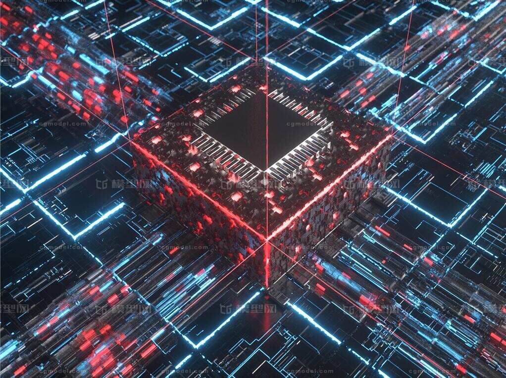 5g 智能 科幻场景 未来科技 cpu 处理器 ai 科技芯片 能量方块 数据