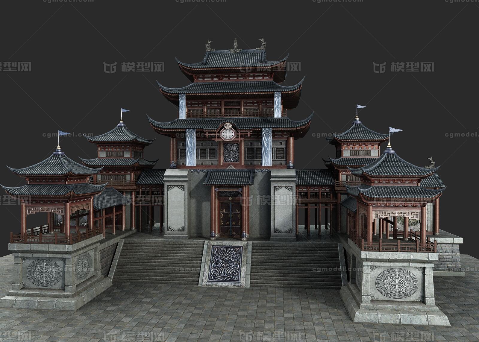 PBR 中国古代建筑模型-古代场景模型库-3ds Max(.max)模型下载-cg模型网