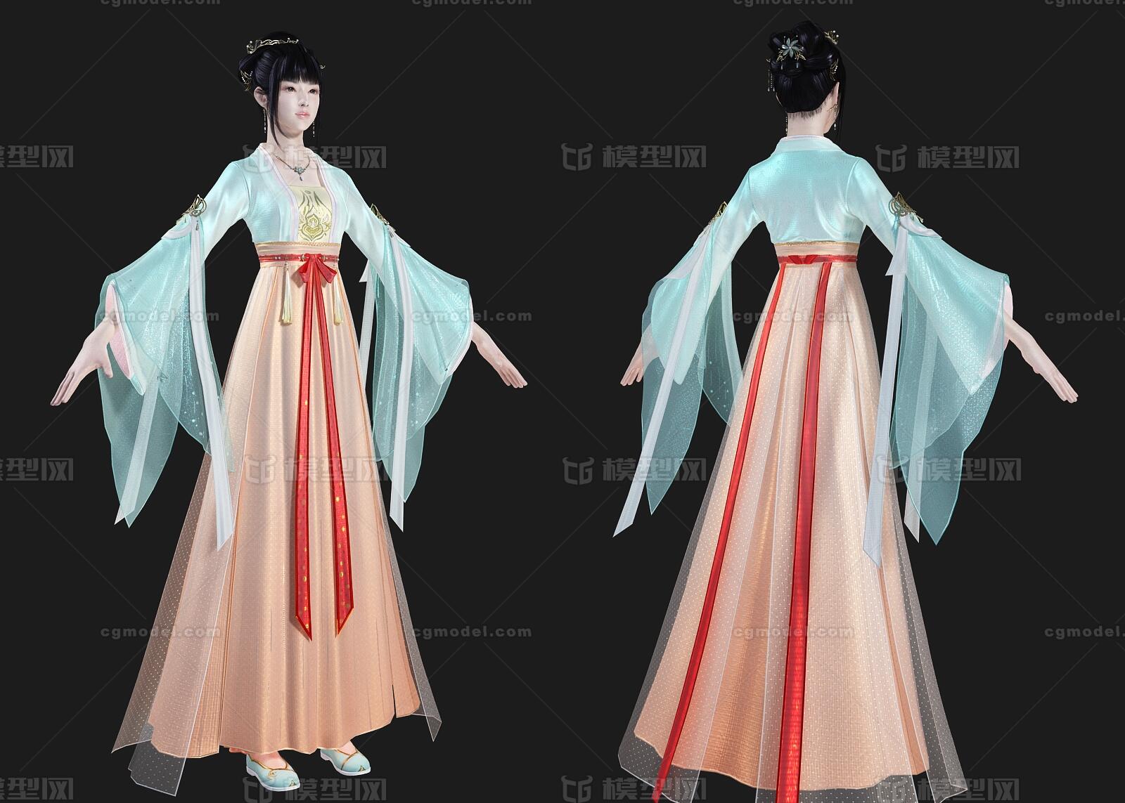 PBR美女 古代长裙美人模型-女人模型库-3ds Max(.max)模型下载-cg模型网