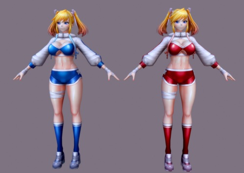 卡通动漫格斗女孩  美少女 fighter 手绘漫画美少女  sport