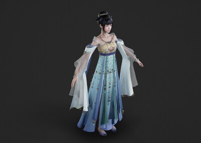 PBR 汉服美女模型-女人模型库-3ds Max(.max)模型下载-cg模型网