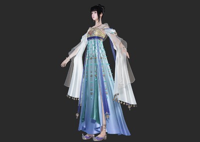 PBR 汉服美女模型-女人模型库-3ds Max(.max)模型下载-cg模型网