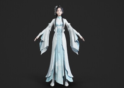 PBR 汉服美女模型-女人模型库-3ds Max(.max)模型下载-cg模型网